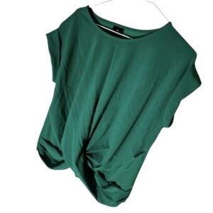 Worthington Green Short Sleeve Front Knot Shirt Top Large Blouse Business Office